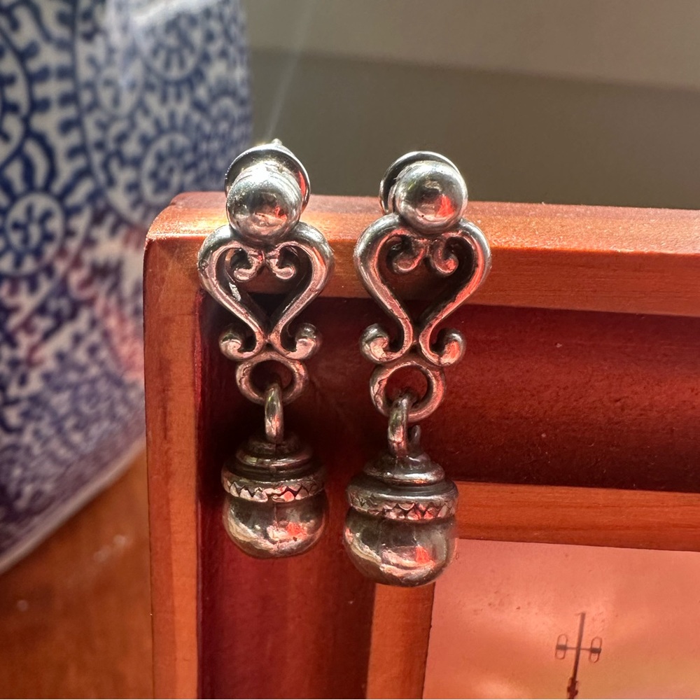Brighton Silver Alcazar Heart Drop Post Earrings